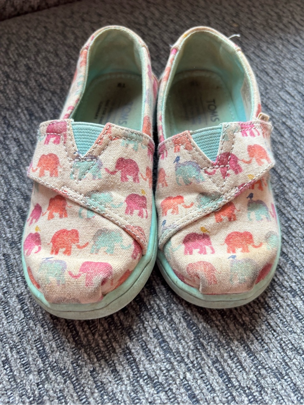 Toms Kids Canvas Slip-On Sneakers - Pastel Multi Elephant Print